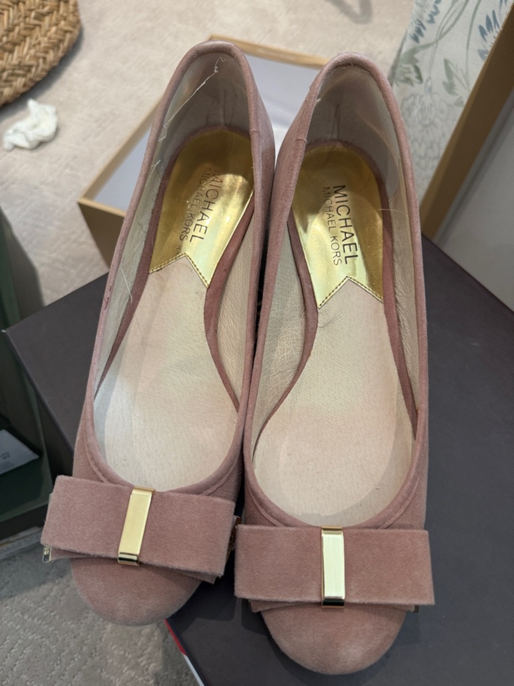 Michael Kors Blush Suede Block Heel Pumps